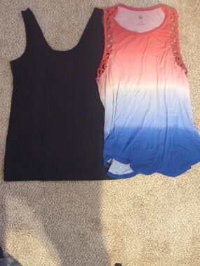 SO Ombre Tank Top in Red, White, Blue And Black Tank Lace Looking Top